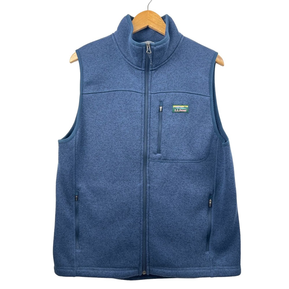LL Bean Vest Full Zip Slightly Fitted Logo Blue Men's Medium